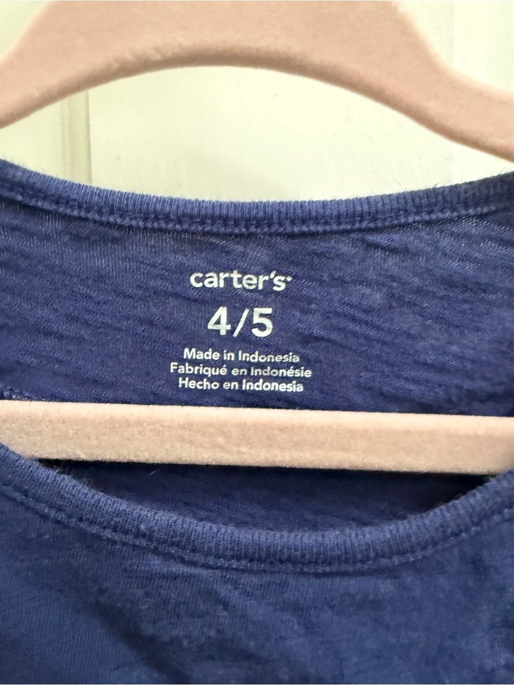 Carter's Girls 4 5 Navy Blue Ruffle-Trim Short Sleeve Tee Shirt Top Blouse